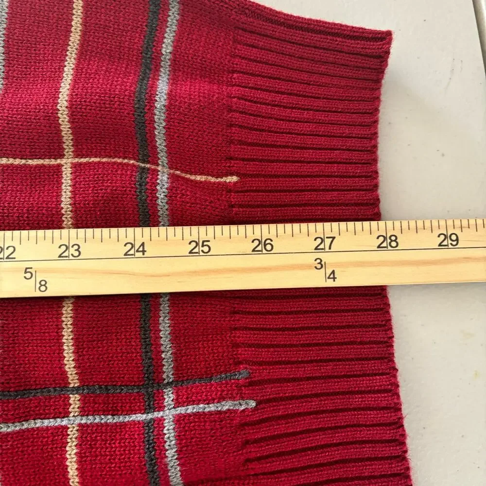 OSCAR‎ DE LA RENTA Mens Large Sweaters NWT Jumper Red Knit Check Crew Pullover